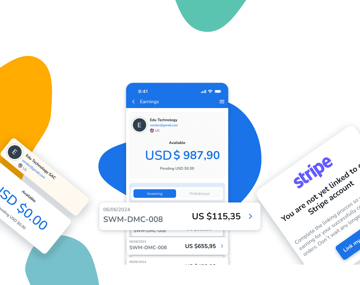 Mobile app interface displaying earnings with an available balance and a list of recent transactions.
