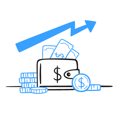 Hand-drawn style icon of a hand holding a smartphone displaying a dollar sign, representing mobile finance.